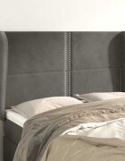 vidaXL Горна табла за легло с уши тъмносива147x 23x118/128 см кадифе
