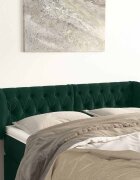 vidaXL Горна табла за легло с уши тъмнозелена 147x23x78/88см кадифе