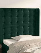 vidaXL Горна табла за легло с уши тъмнозелена93x16x118/128см кадифе