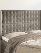 vidaXL Горна табла за легло с ушисветлосива 147x23x118/128 см кадифе