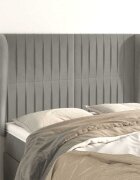 vidaXL Горна табла за легло с ушисветлосива 147x23x118/128 см кадифе