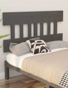 vidaXL Горна табла за легло сива 1435x3x81 см бор масив