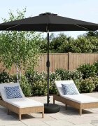 vidaXL Градинен чадър с LED светлини и основа 300 x 300 cm Полиестер