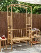 vidaXL Градинска арка с пейка 115 x 50 x 205 см Бамбук