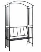 vidaXL Градинска арка с пейка черна 128x50x207 см желязо