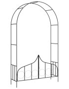 vidaXL Градинска арка с порта черна 138x40x238 см желязо