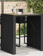vidaXL Градинска бар маса с плот акация черно 105x80x110 см полиратан