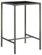 vidaXL Градинска бар маса сива 70x70x110 см полиратан и стъкло