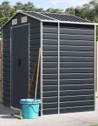vidaXL Градинска барака антрацит 191x130x198 см поцинкована стомана