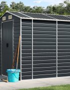 vidaXL Градинска барака антрацит 191x555x198 см поцинкована стомана