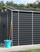 vidaXL Градинска барака антрацит 191x640x198 см поцинкована стомана