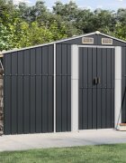 vidaXL Градинска барака антрацит 277x93x179 см поцинкована стомана