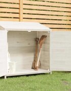 vidaXL Градинска барака бяла 102x52x112 см чамово дърво масив