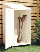 vidaXL Градинска барака бяла 55x52x112 см чамово дърво масив