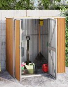 vidaXL Градинска барака кафява 161x89x161 см поцинкована стомана