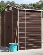 vidaXL Градинска барака кафява 191x130x198 см поцинкована стомана