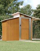 vidaXL Градинска барака кафява 270x130x2085 см поцинкована стомана
