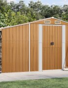 vidaXL Градинска барака кафява 277x93x179 см поцинкована стомана
