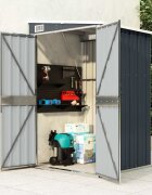 vidaXL Градинска барака стенен монтаж антрацит 118x100x178 см стомана