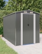 vidaXL Градинска барака светлосива 192x357x223 см поцинкована стомана