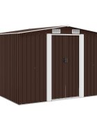 vidaXL Градинска барака за съхранение кафява 257x205x178 см стомана