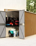 vidaXL Градинска барака за стенен монтаж кафява 118x288x178 см поцинкована стомана