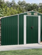 vidaXL Градинска барака зелена 277x93x179 см поцинкована стомана