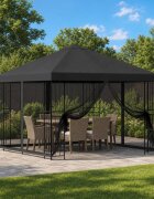 vidaXL Градинска беседка със стени 3 x 3 m Антрацит