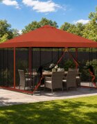 vidaXL Градинска беседка със стени 3 x 3 m Теракота