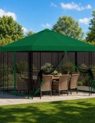 vidaXL Градинска беседка със стени 3 x 3 m Зелено Полиестер и стомана