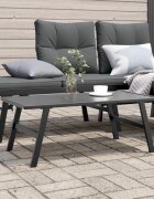vidaXL Градинска кафе маса черна 90x45x35 см прахово боядисана стомана