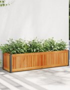 vidaXL Градинска кашпа 110x30x275 см масивна акация и стомана