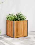 vidaXL Градинска кашпа 45x45x44 см масивна акация и стомана
