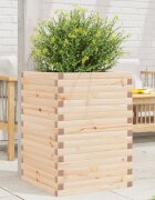vidaXL Градинска кашпа 50x50x685 см масивна борова дървесина