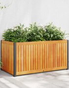 vidaXL Градинска кашпа 85x45x44 см масивна акация и стомана