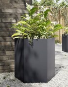 vidaXL Градинска кашпа антрацит шестоъгълна 46x40x45 см стомана