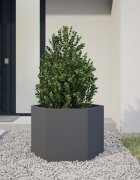vidaXL Градинска кашпа антрацит шестоъгълна 69x60x45 см стомана