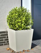 vidaXL Градинска кашпа бял 50x50x50 см стомана