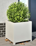 vidaXL Градинска кашпа бял 50x50x50 см стомана