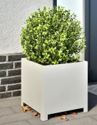 vidaXL Градинска кашпа бяла 40x40x40 см стомана