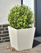 vidaXL Градинска кашпа бяла 40x40x40 см стомана