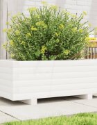 vidaXL Градинска кашпа бяла 70x40x265 см масивна борова дървесина