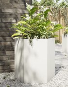 vidaXL Градинска кашпа бяла шестоъгълна 46x40x45 см стомана