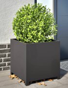 vidaXL Градинска кашпа черен 50x50x50 см стомана