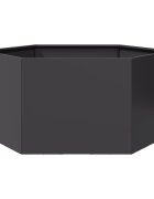 vidaXL Градинска кашпа черна шестоъгълна 104x90x45 см стомана
