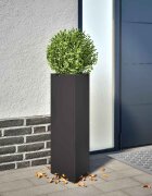vidaXL Градинска кашпа черна триъгълна 30x26x75 см стомана