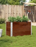 vidaXL Градинска кашпа кафяв 100x50 см борова дървесина масив