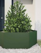 vidaXL Градинска кашпа маслинена шестоъгълна 138x120x45 см стомана