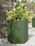 vidaXL Градинска кашпа маслинена шестоъгълна 46x40x45 см стомана