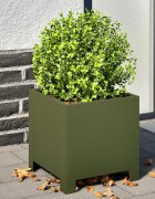 vidaXL Градинска кашпа маслиненозелена 30x30x30 см стомана